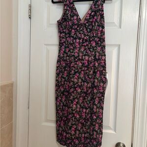 Dress the Population- Floral Sleeveless Dress - Pink and Black